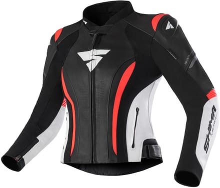 SHIMA Miura 2.0 Dames Zwart Wit Rood Leren Motorjas - Jas