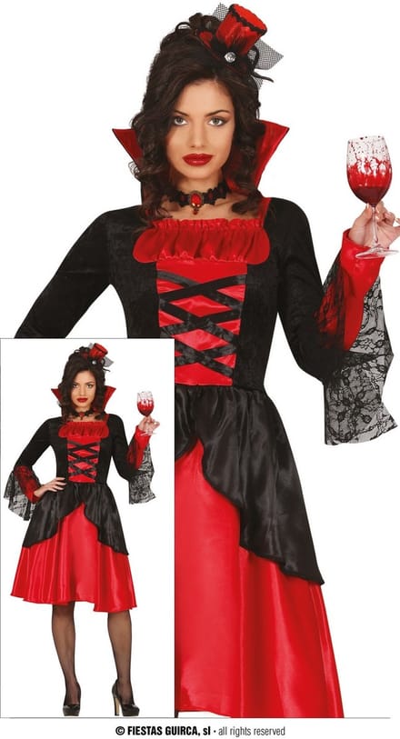 Fiestas Guirca - Dames jurk vampier - maat S (36-38) - Carnavalskleding - Carnaval - carnavalskleding 2027 - Carnaval kostuum