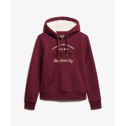 Dames sweatshirt met capuchon en metallic logo Superdry Luxe