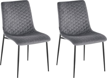 Opus-Eetkamerstoel - Set van 2 - Grijs Fluweel