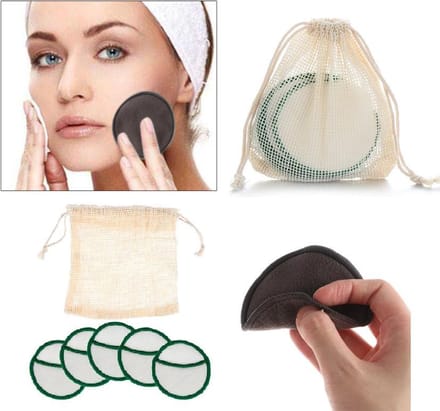 Cabantis Duurzaam Wattenschijfjes|Makeup|Ecosysteem|Herbruikbaar|5 stuks Groen-Wit