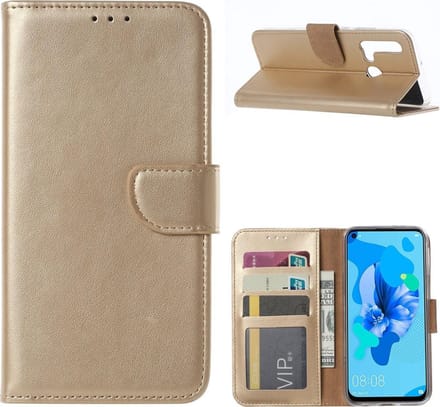 Bookcase Geschikt voor: Huawei P20 Lite 2019 - Goud - portemonnee hoesje
