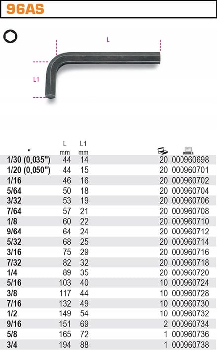 Beta Inbussleutel 3/8" Inch - Professioneel Gereedschap