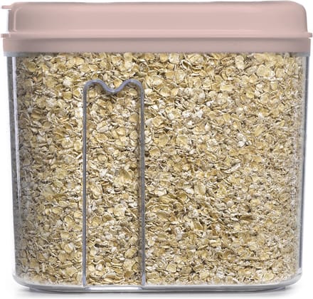 Plasticforte Voedselcontainer strooibus - transparant/lichtroze - 1000 ml - kunststof - 15 x 8 x 14 cm - voorraadpotten