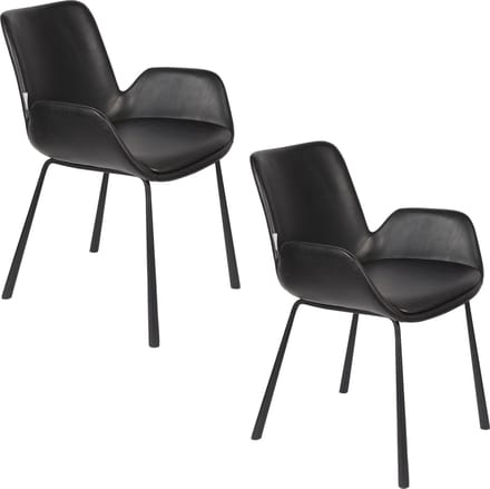 Zuiver Brit LL Eetkamerstoelen Armleuning Zwart - Set van 2