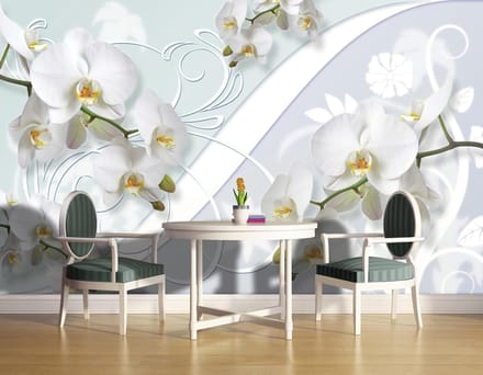 Orchid Flowers Pattern Photo Wallcovering