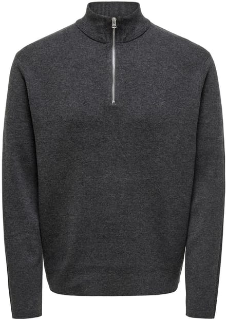 Only & Sons Ting Life Reg Half Zip Knit - Heren Sweater - Dark Grey Melange