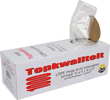 KURTT - LDPE Polyzakjes 10+4x4x27 - 1000 stuks - bewaarzakjes - boterhamzakjes plastic - A Kwaliteit