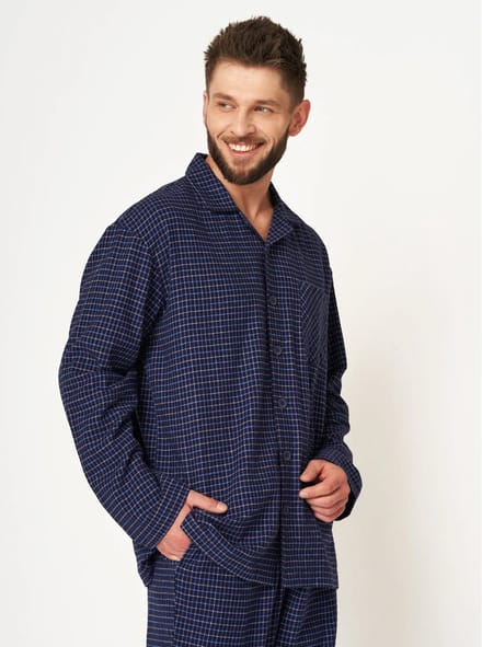 Key Flanellen Heren Pyjama Flanel Blauw MNS 457 M