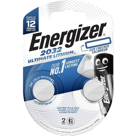 Energizer Ultimate Child Shield 2032 Coin Lithium Batteries (2-Pack)
