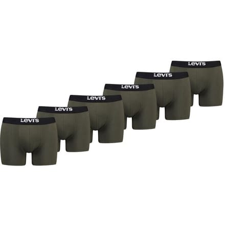 Levi's Boxershorts Heren - 6-pack Solid Organic Cotton Khaki - Donkergroene Levi's Boxershorts - Maat M