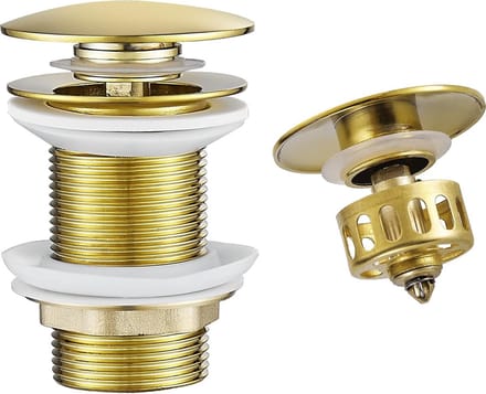 Gold Pop Up Afvoerplug - Zonder Overloop - Met Zeefmand - 1 Stuk