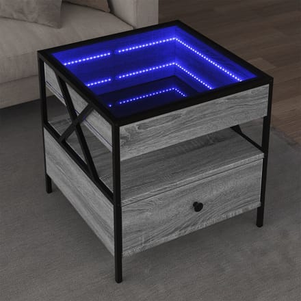 vidaXL - Salontafel - met - Infinity - LED - 50x50x51 - cm - grijs - sonoma - eikenkleur
