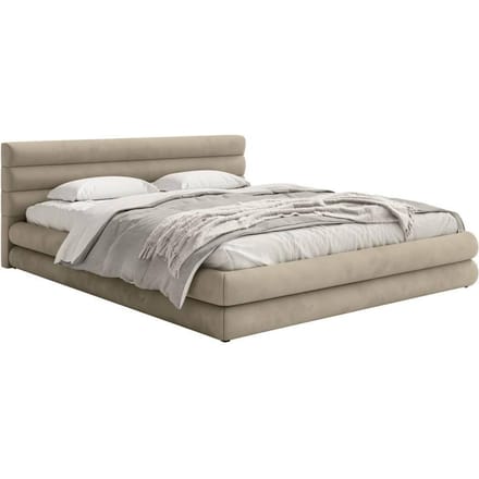 Gestoffeerd bed Alvaro chenille 180 x 200 met beddengoedcontainer | NADUVI Collection