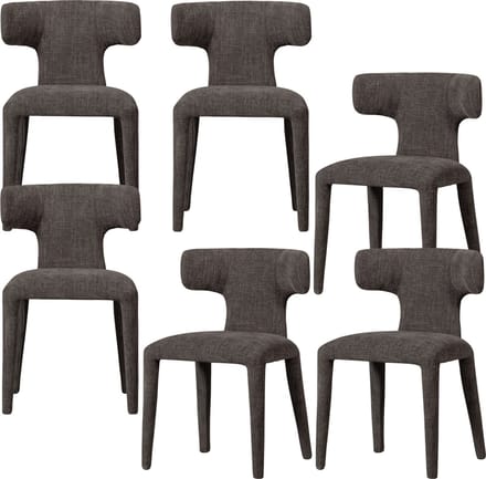 WOOOD Permit Eetkamerstoelen - Polyester - Espresso - Set van 6