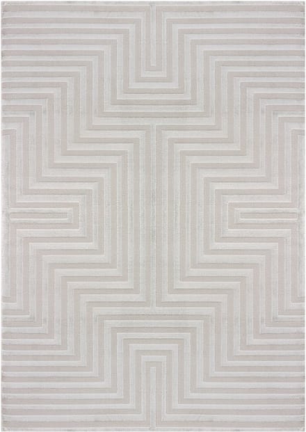 Flycarpets Cara Modern Japandi Labyrinth Vloerkleed - Zilver - 280x370 cm