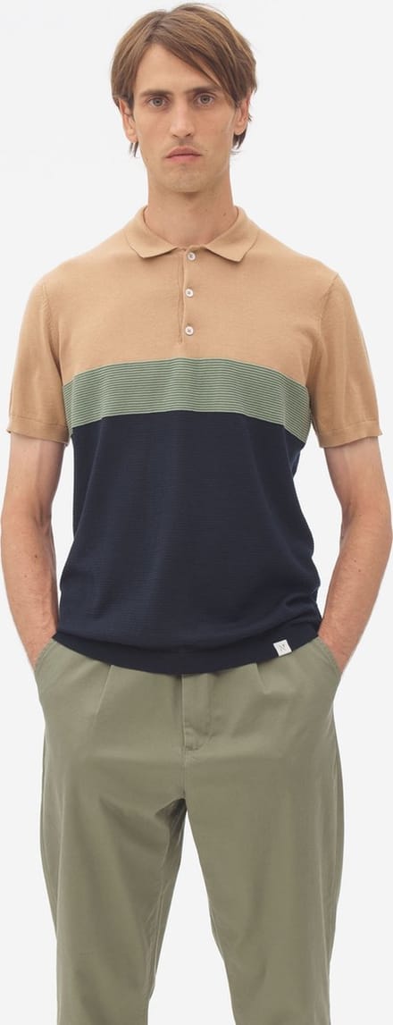 Nowadays Gebreide Polo met structuur en color block - Maat L