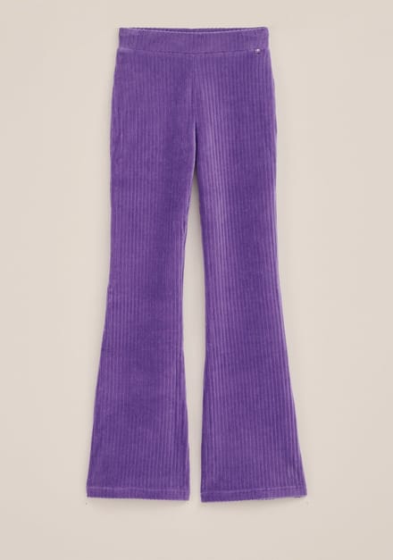 WE Fashion Meisjes velvet flared legging van ribstof