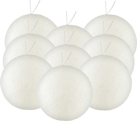 Gerim Kerstballen - 8 stuks - wit - kunststof - glitters - D7 cm