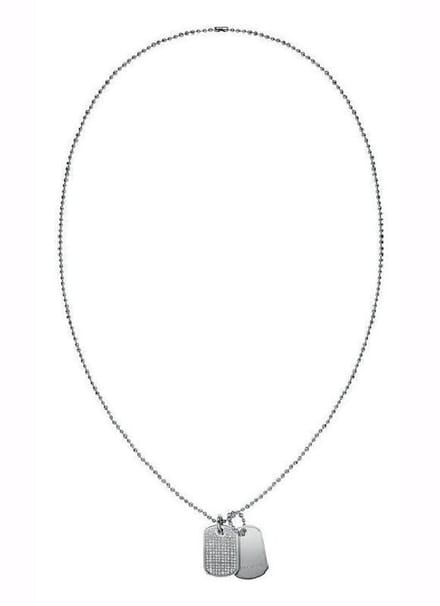 TJ SS Mini Pave Dog tag Necklace