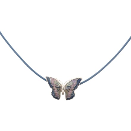 Behave - Ketting Dames - Cloisonné - Vlinder - Blauw Emaille - Cloisonné - 40 cm Lang