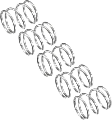 Set van 5 Compressieveren RVS 9mm Buitendiameter 10mm Lengte