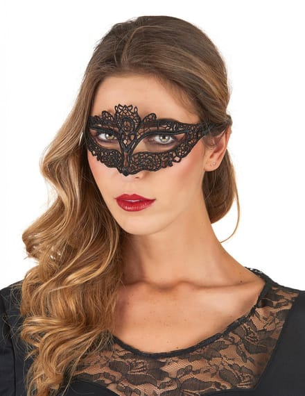 Vegaoo - Zwart kanten Ventiaans oogmasker voor vrouwen