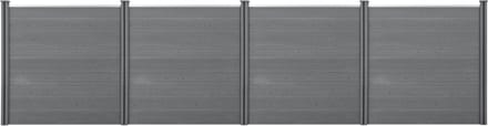 HKC Schuttingpaneel met 6 palen 183x705 cm grijs