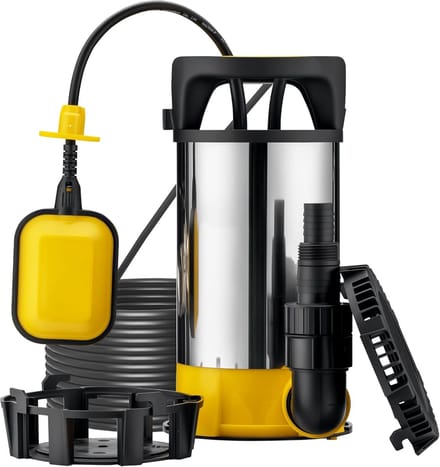 Dompelpomp RVS - Afvoerpomp Vuilwater - Kelder Leegpompen - 3-in-1 Functionaliteit - 8000 L/U - Geel Zwart