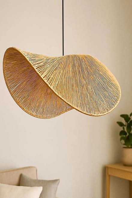 Asir - Kroonluchter - Mosterd - PLASTIC BEHUIZING - 50 x 53 x 50 cm