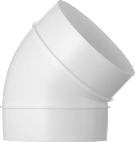 Witte PVC Boog Connector Ø 125mm 45 Graden voor Ventilatiebuis