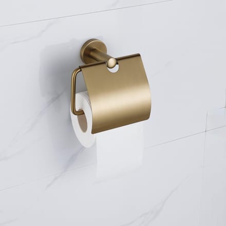 FugaFlow Eccelente Acces - toiletrolhouder - met klep - Geborsteld Messing PVD (Goud)