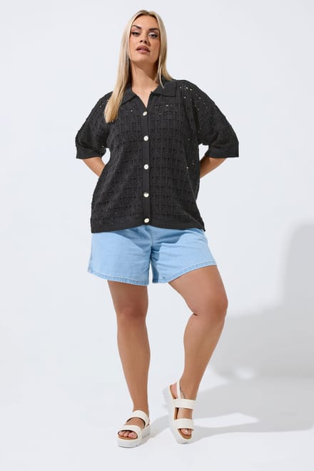 Limited Collection Zwart Gehaakt Shirt Size 40-42