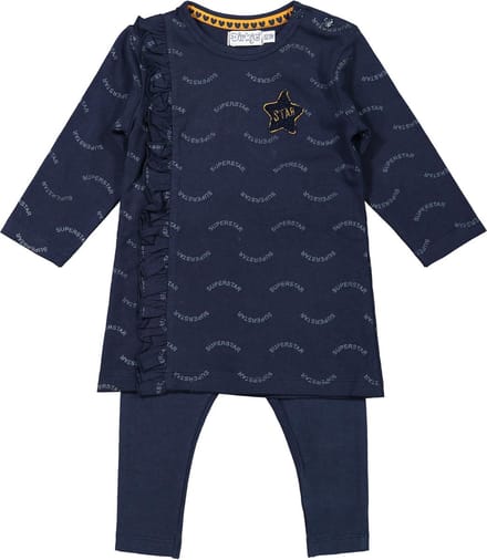 Dirkje - Girls 2 pce babysuit ls dress Navy - maat 86
