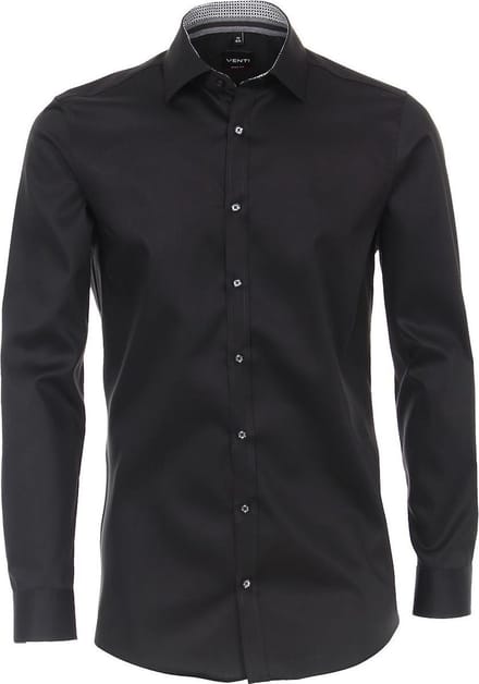 Venti Overhemd Non Iron Zwart Body Fit 103522600-800 - L