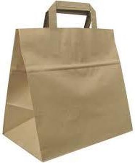 Tas bruin kraft papier - platte bodem - 26 x 17 x 26 cm - 50 stuks