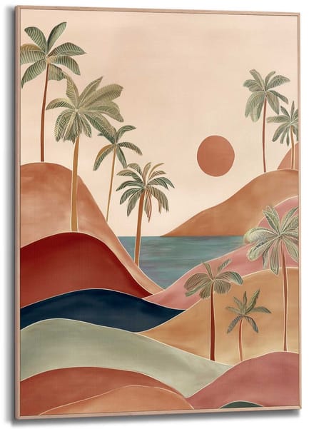 Schilderij Palm Landschap - 70 x 50 - Hout - REINDERS