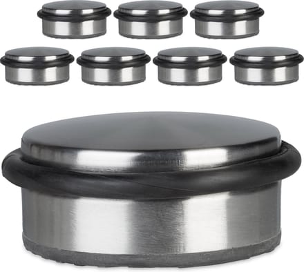 8x deurstopper - deurbuffer- deurstop edelstaal - zilver - antislip onderkant