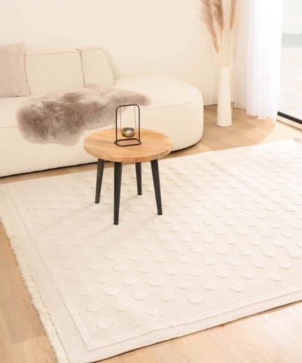 Japandi vloerkleed - Knit Dots wit 80x150