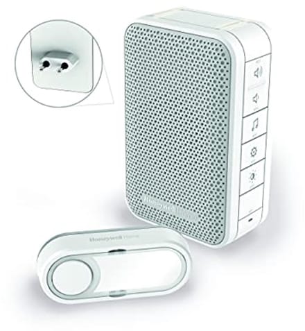Draadloze plug-in deurbel met volumeregeling en LED stroboscoop – Wit
