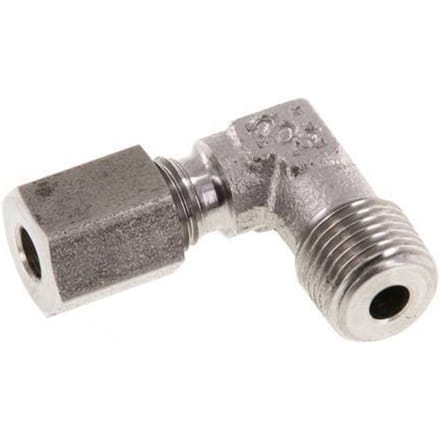 R 1/8'' Buitendraad x 4LL RVS L-Fitting 90graden 100 Bar DIN 2353 - FL2E-MC-ST-018R-04-LL