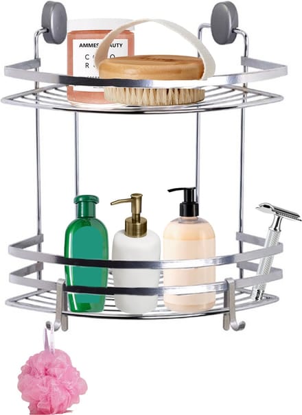 Concorde - Doucherekje met haakjes hoek model 2-laags - zilver - H30 cm