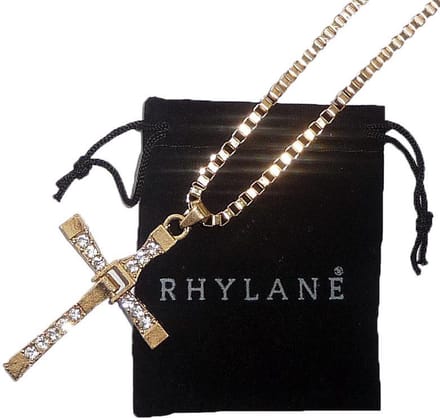 Ketting met kruis hanger – 50 cm – goudkleurig - Rhylane