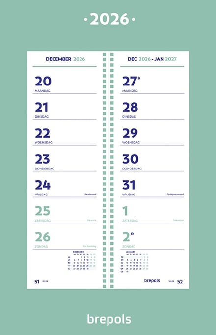 Brepols Week Omlegkalender 2026 - 20x31cm