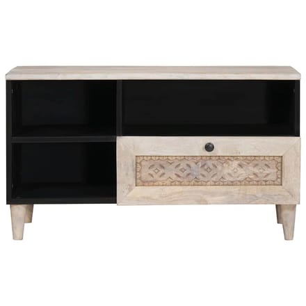 vidaXL - TV - Kast - Bleached - White - 80 - x - 33 - x - 46 - cm - Massief - Mango - Hout