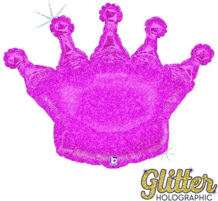 Folieballon roze glitter kroon - 86 cm
