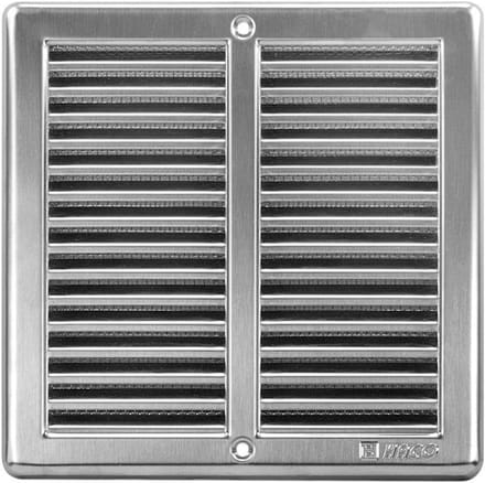 RVS Ventilatie Rooster 200x200 mm met Inbouwframe en Insectennet
