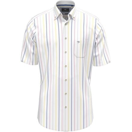 Fynch-Hatton Overhemd Oxford Multi Stripes Short Sleeve Button-Down Wit-Multi / male