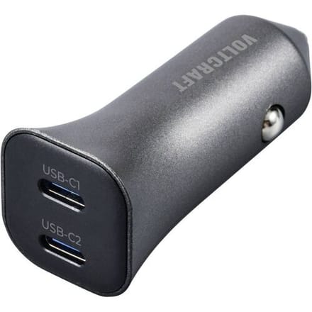 VOLTCRAFT CPS-40W/ 2 VC-RA401 USB-oplader 40 W 2x USB-C USB PD 3.0 Zilver-zwart Auto