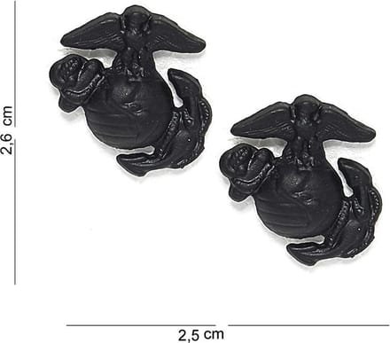 Embleem metaal USMC zwart 2 st. pin